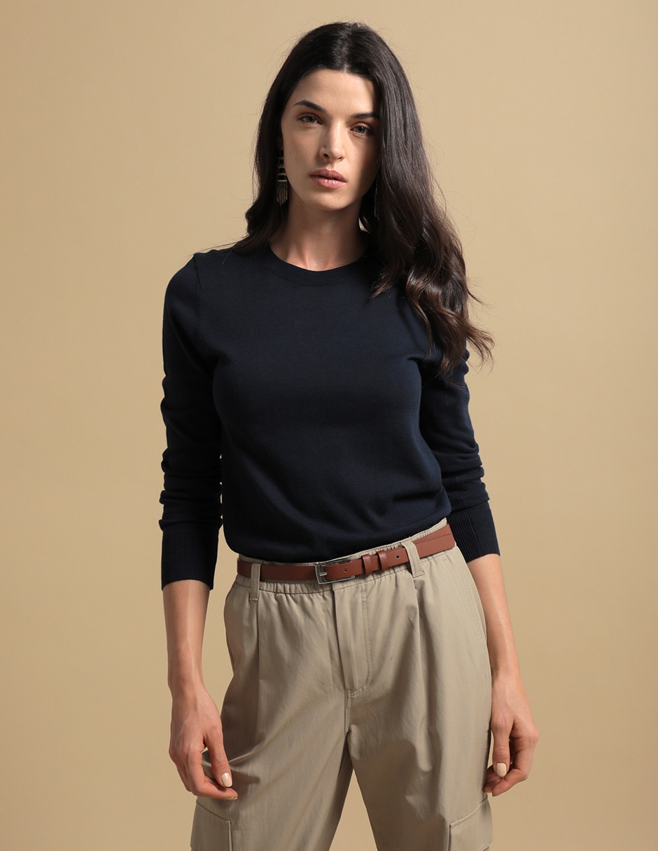 Suéter cuello redondo para mujer