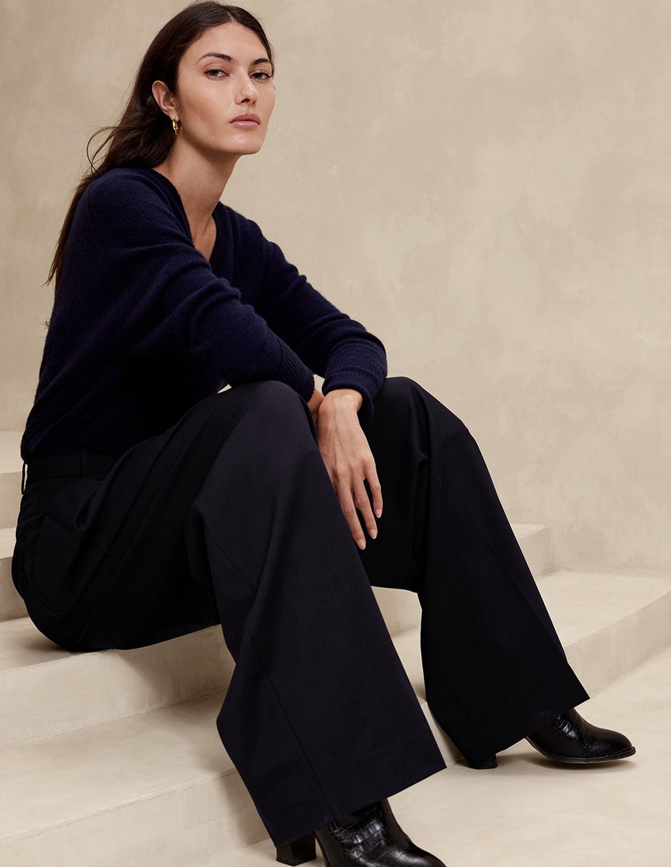 Pantalón de vestir wide leg para mujer