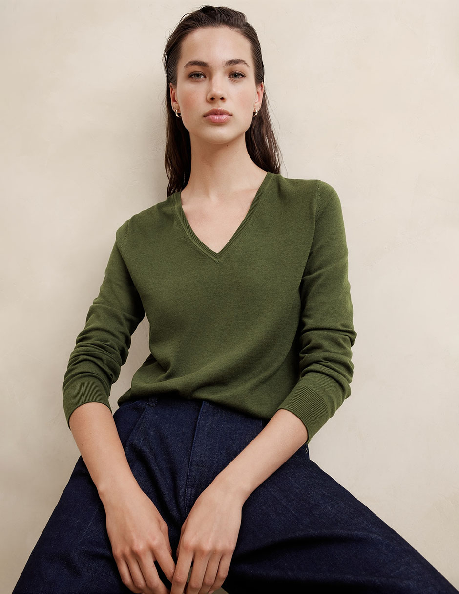 Suéter cuello v para mujer 1