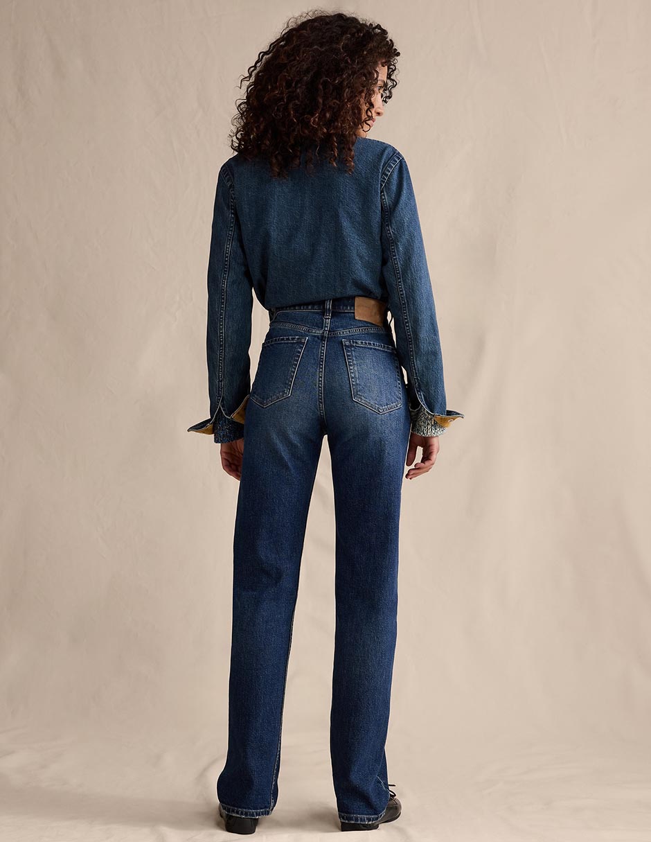 Jeans straight cintura alta para mujer