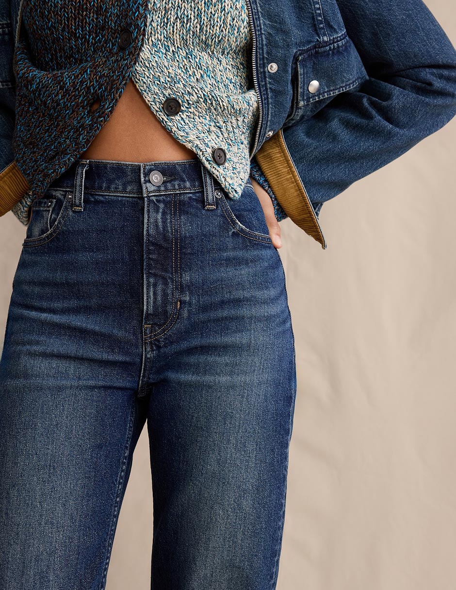 Jeans straight cintura alta para mujer