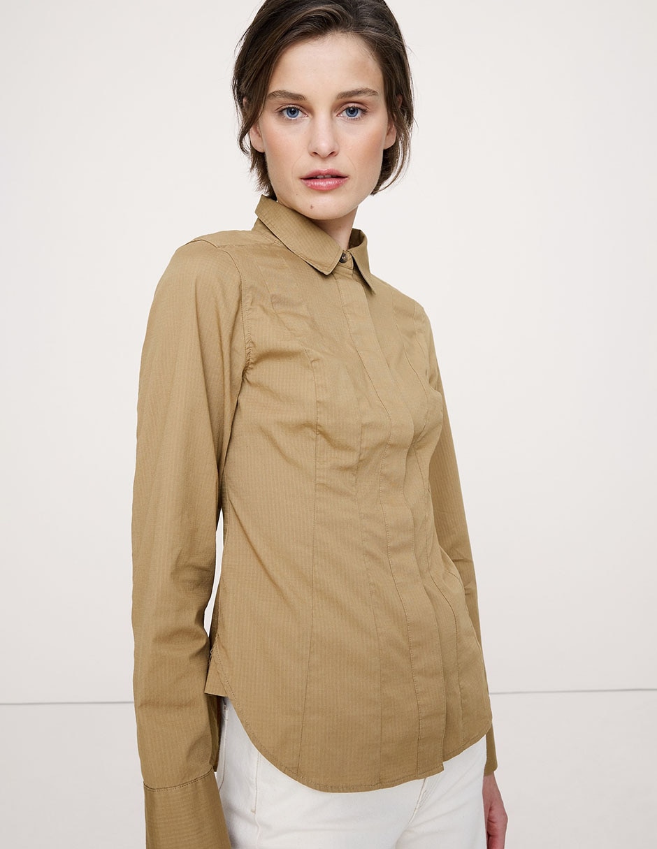 Camisa de algodón manga larga para mujer
