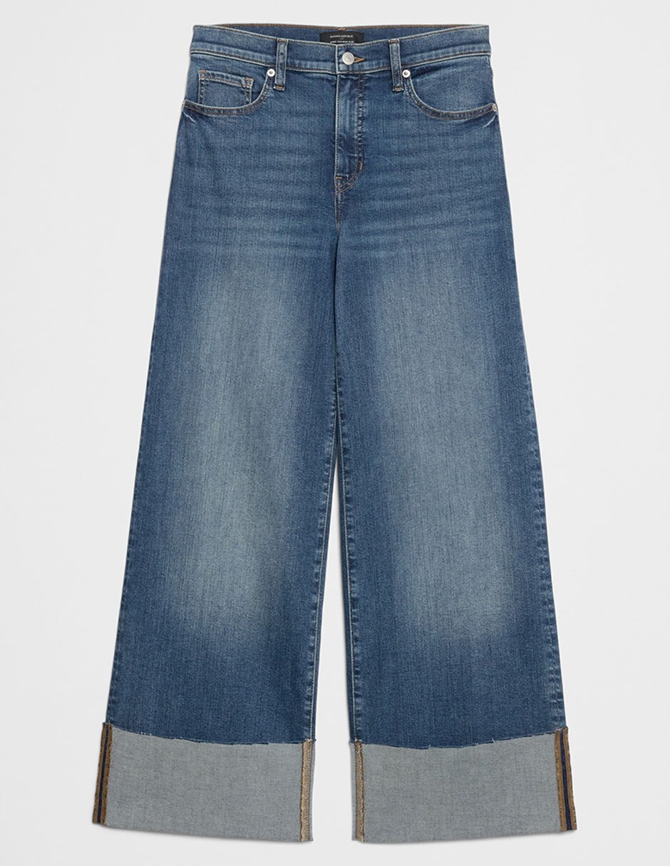 Jeans wide leg cintura alta para mujer