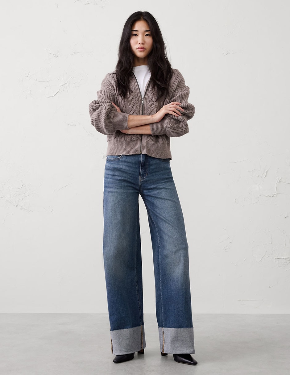 Jeans wide leg cintura alta para mujer Jeans wide leg cintura alta para mujer