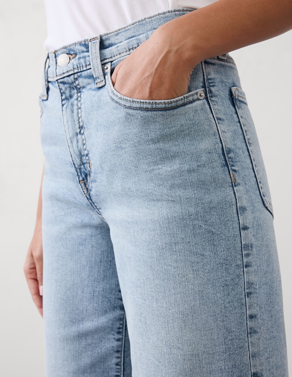 Jeans relaxed wide leg cintura media para mujer 3