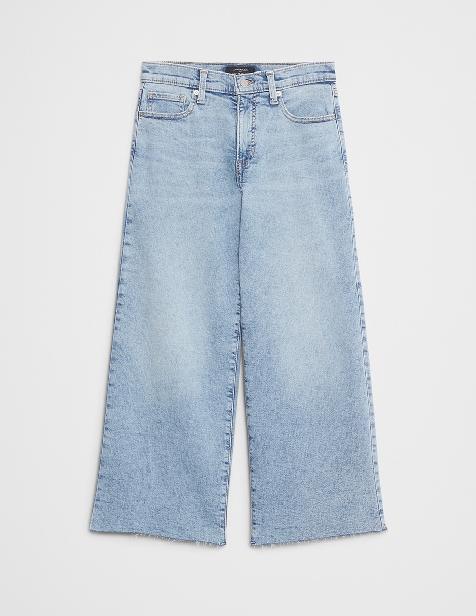 Jeans relaxed wide leg cintura media para mujer 4