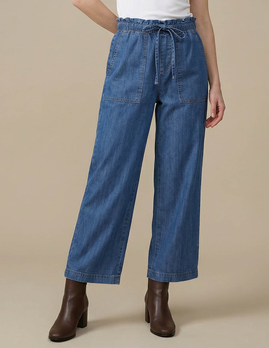 Jeans relaxed straight cintura media para mujer 1