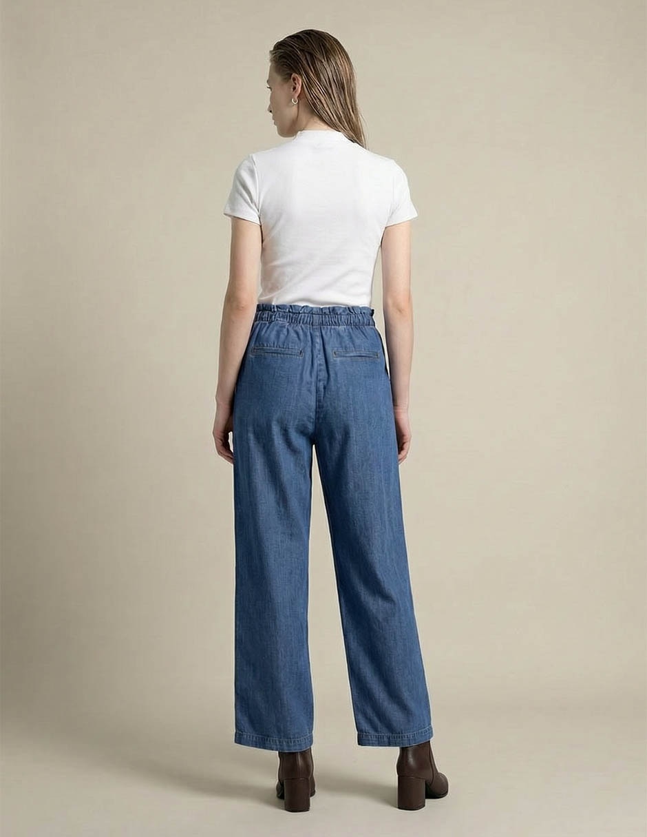 Jeans relaxed straight cintura media para mujer 2
