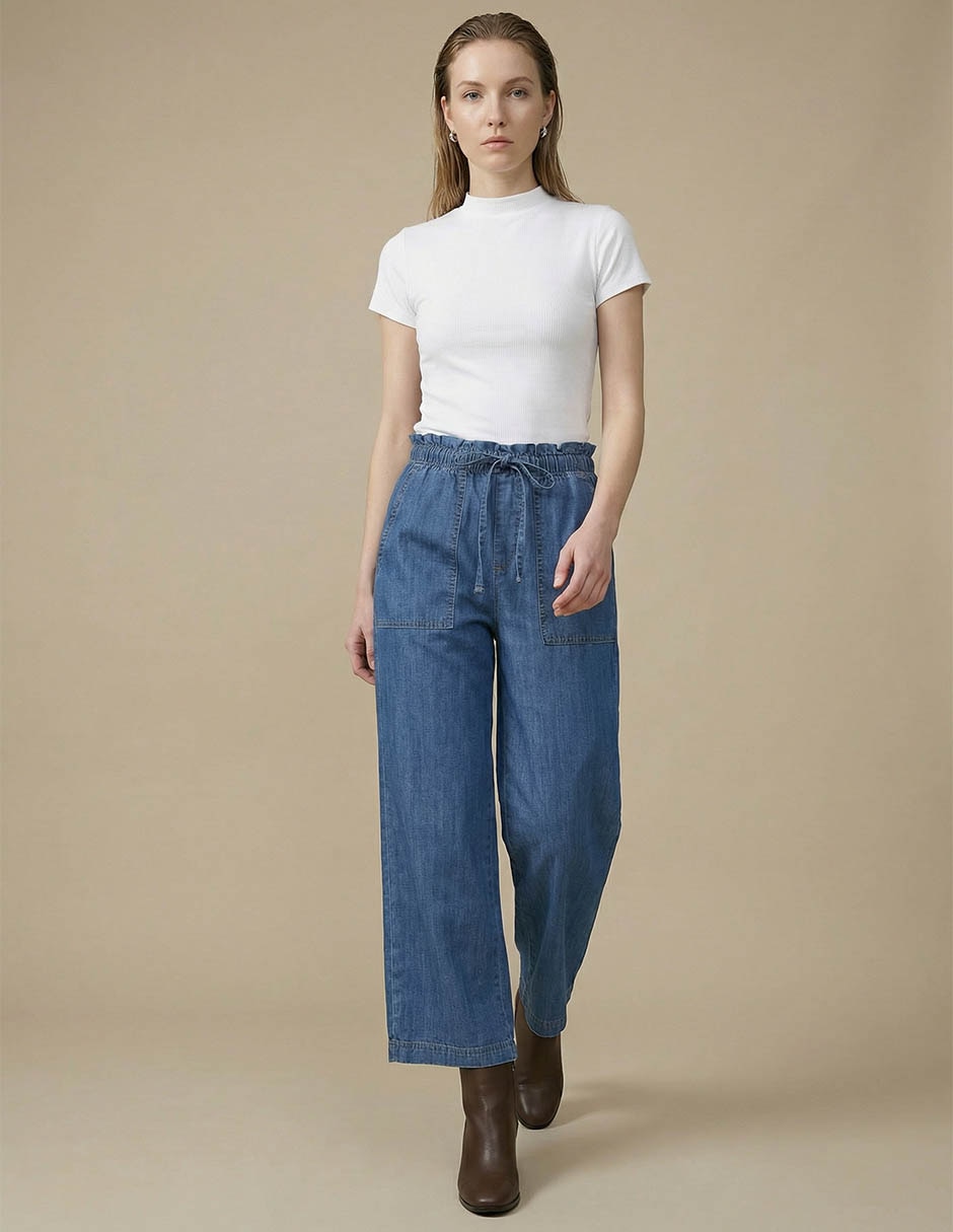 Jeans relaxed straight cintura media para mujer 3