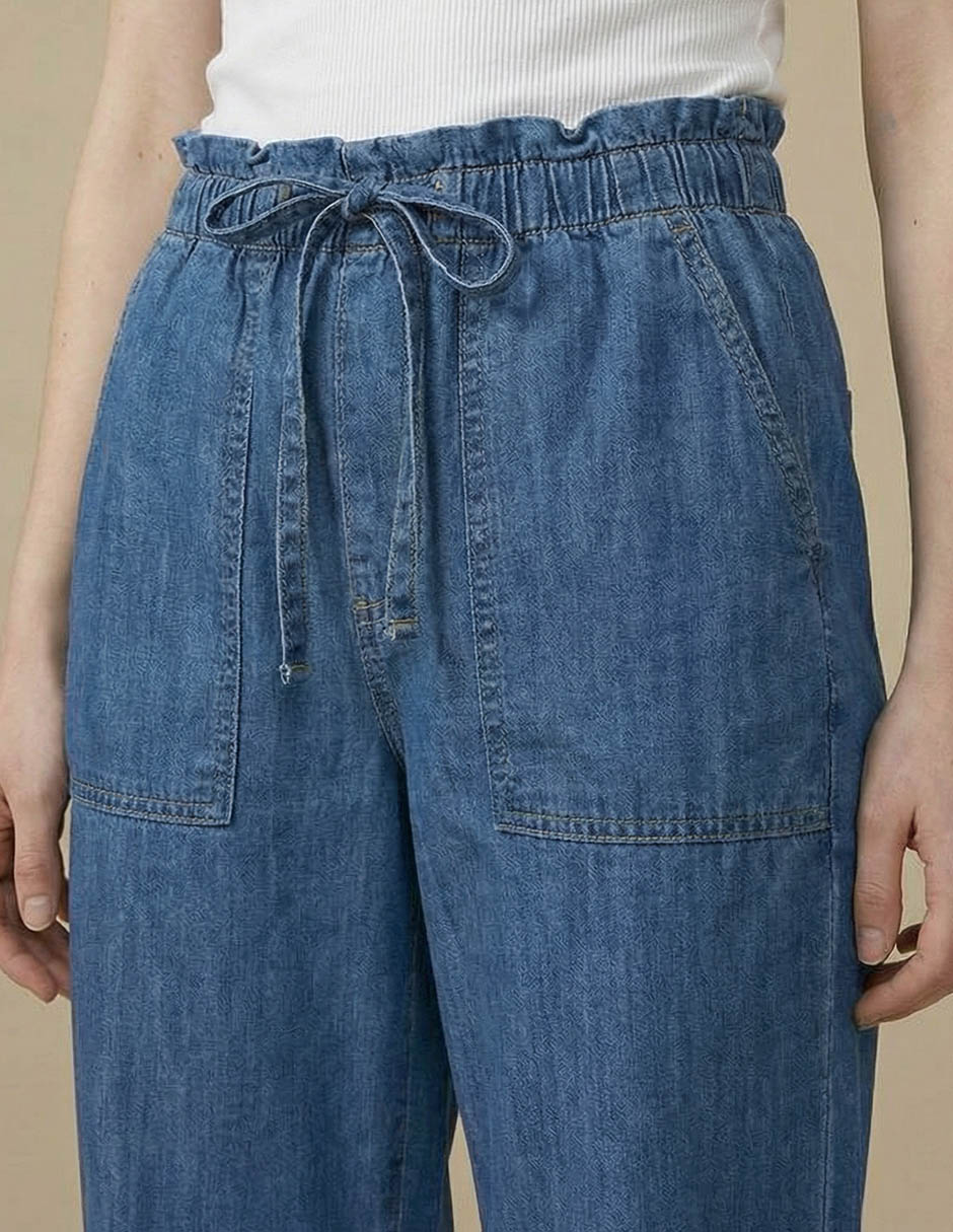 Jeans relaxed straight cintura media para mujer 4