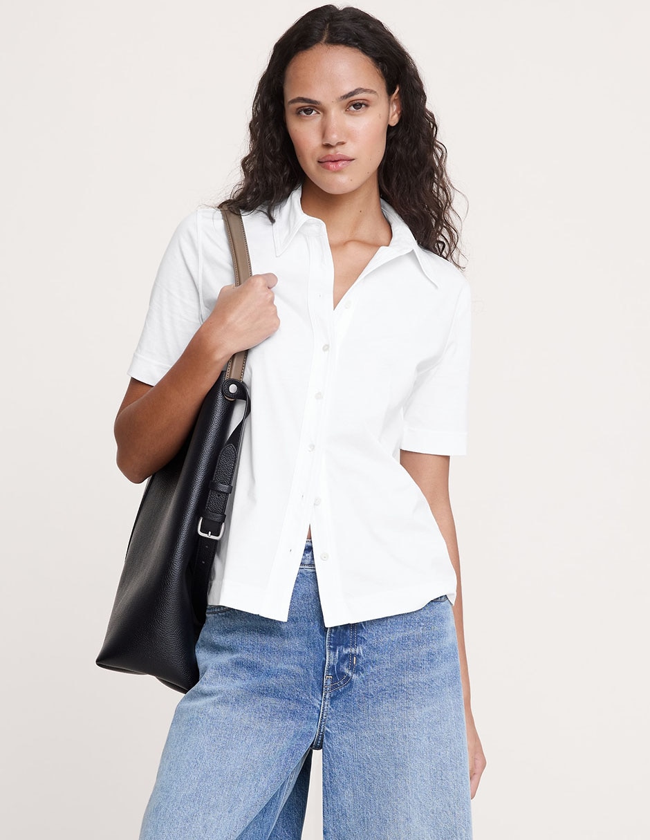 Camisa de algodón manga corta para mujer Camisa de algodón manga corta para mujer