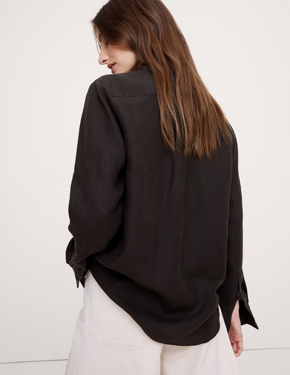 Camisa de lino manga larga para mujer 2
