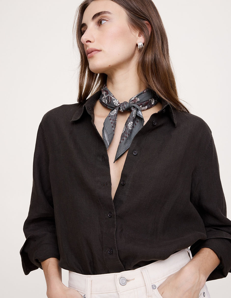 Camisa de lino manga larga para mujer 3