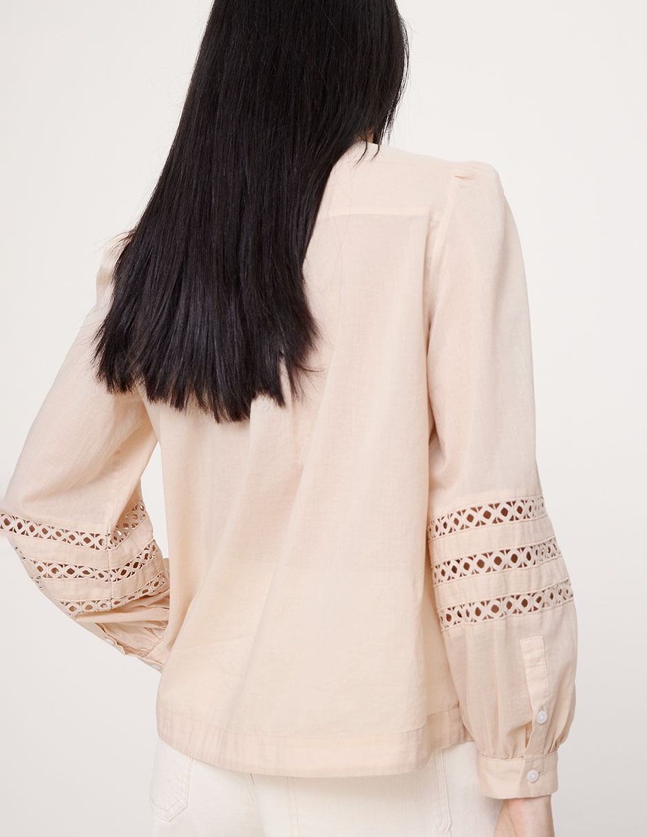 Camisa de algodón manga larga para mujer