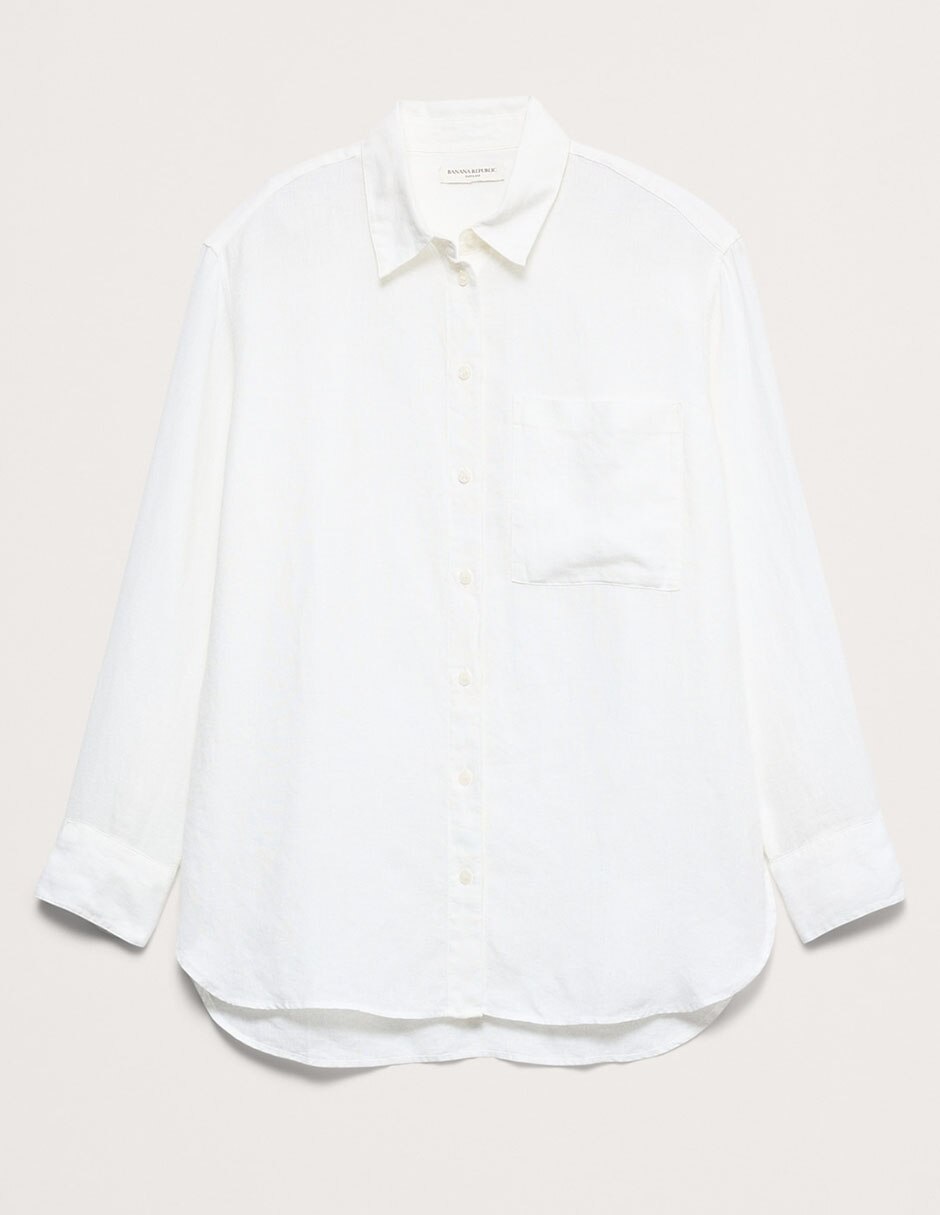 Camisa de lino manga larga para mujer 4