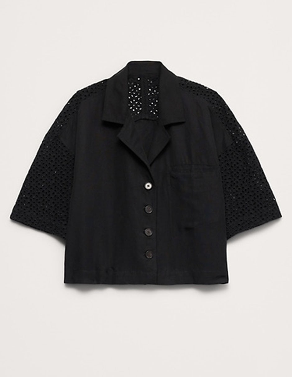 Camisa de lino manga 3/4 para mujer
