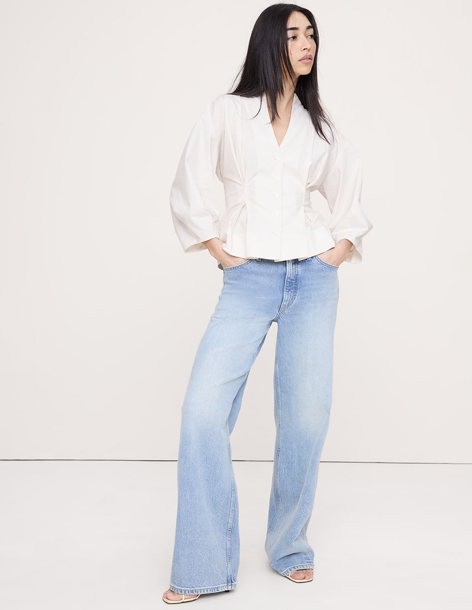 Blusa peplum manga larga para mujer