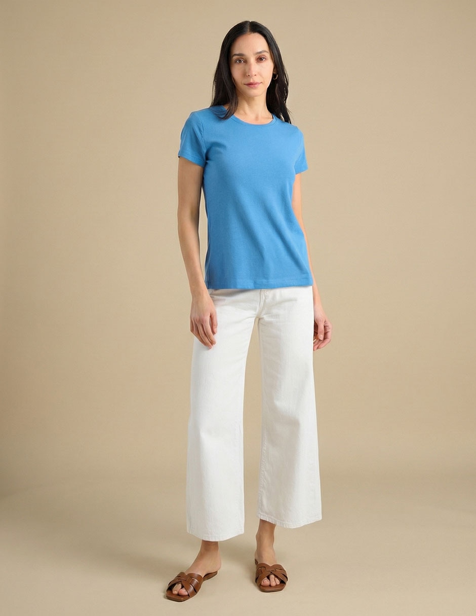 Playera manga corta cuello redondo para mujer