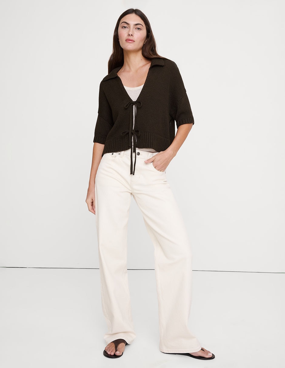 Suéter cuello camisero para mujer