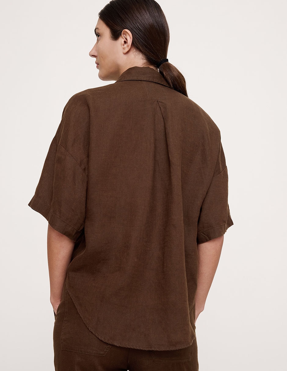 Camisa de lino manga al codo para mujer 2