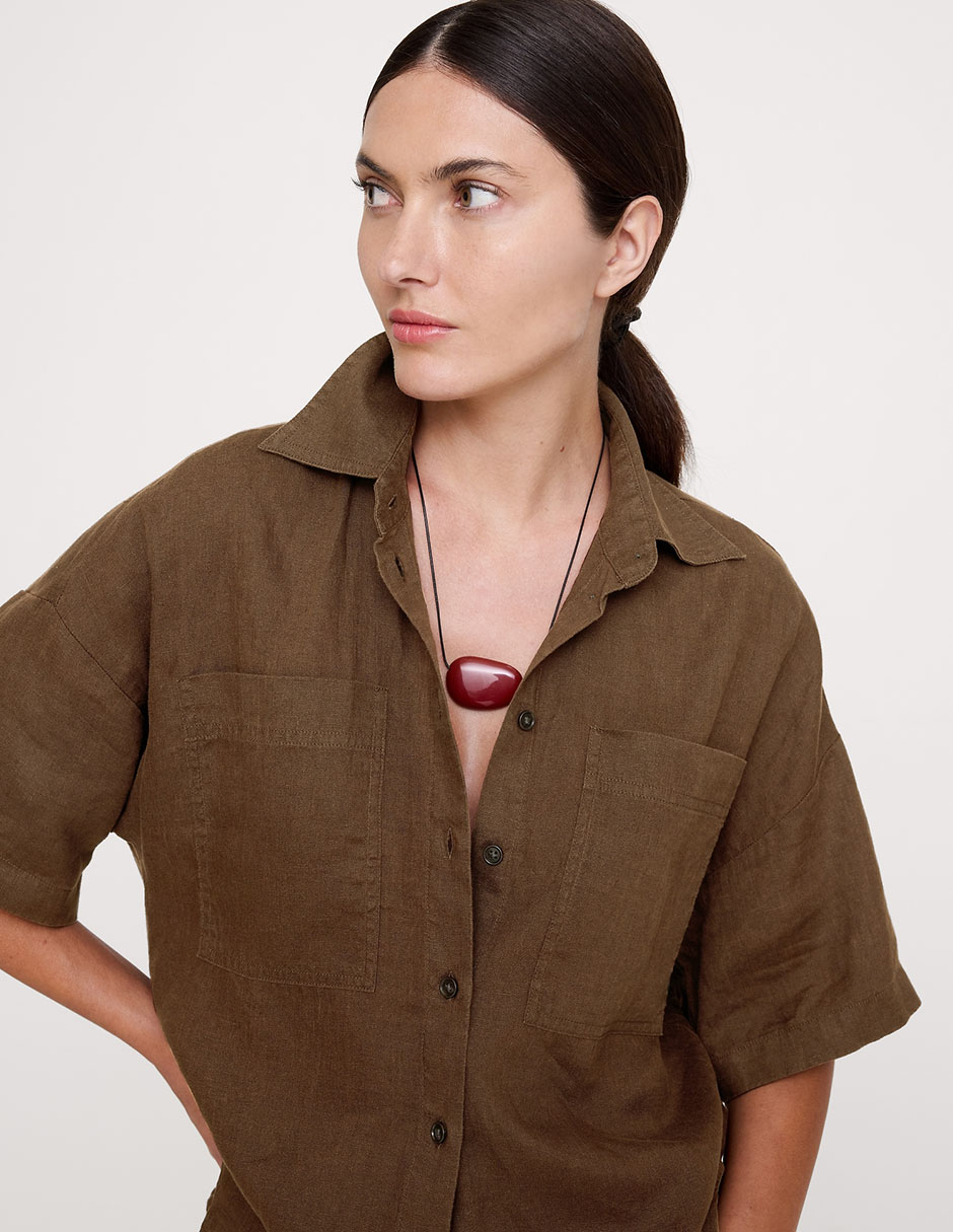 Camisa de lino manga al codo para mujer 3