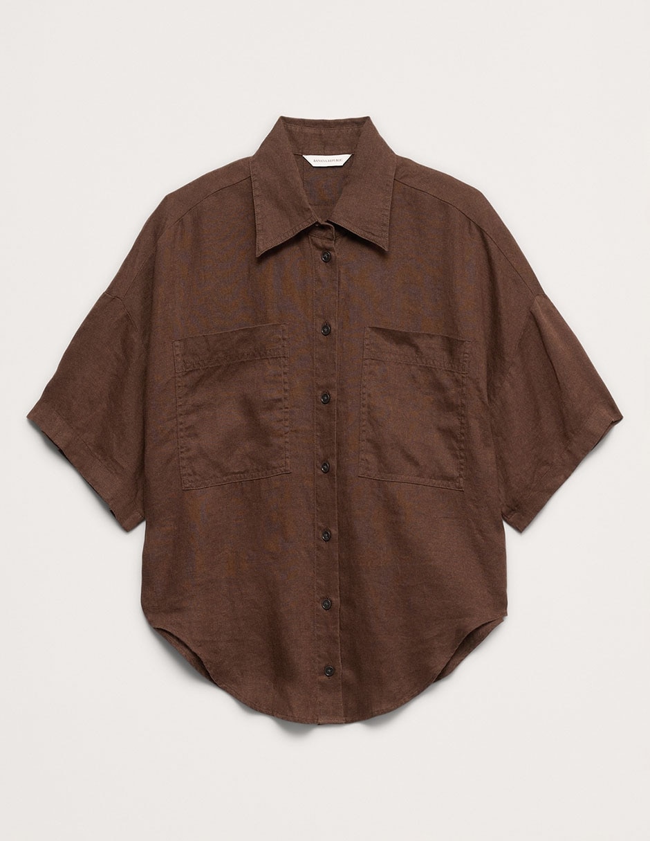 Camisa de lino manga al codo para mujer 4