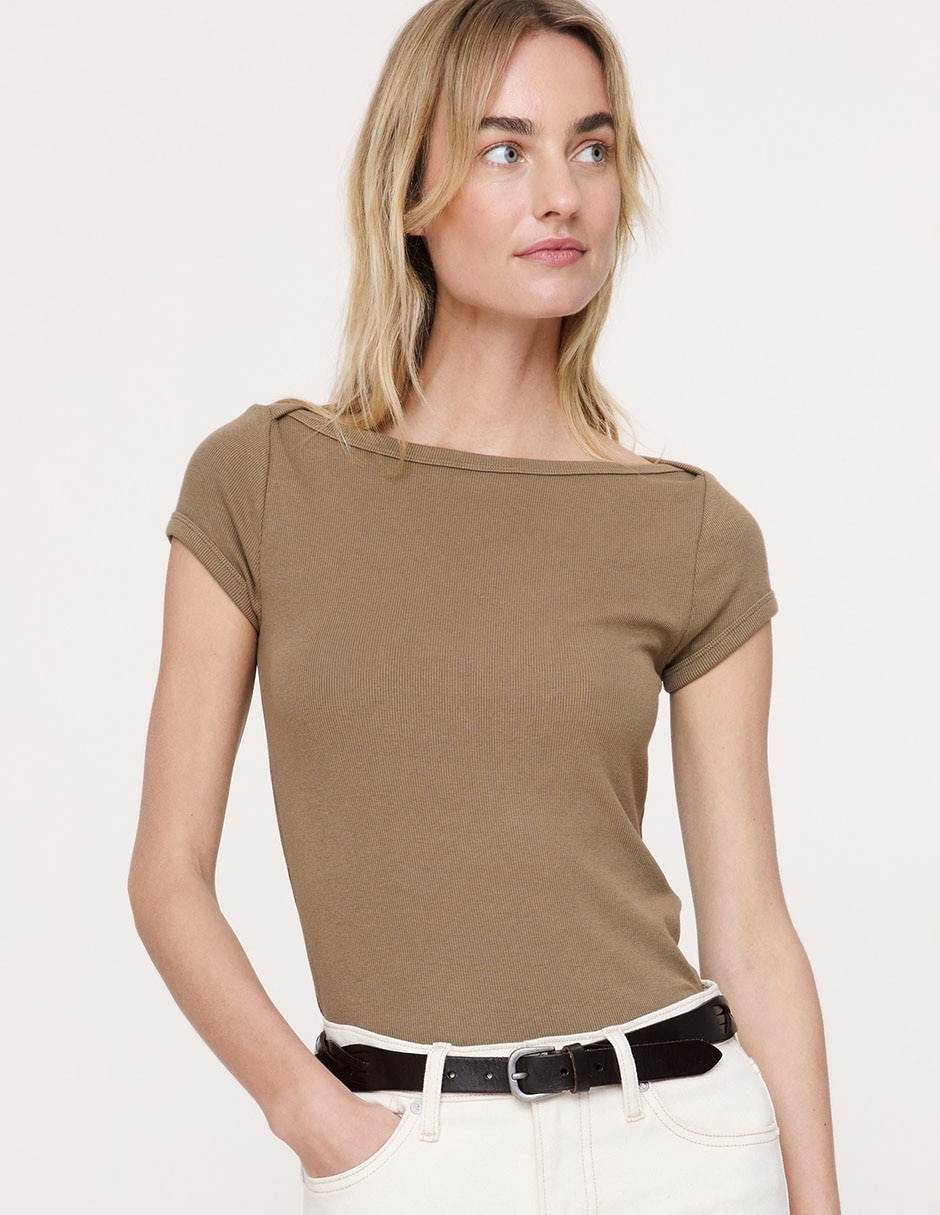 Imagen de producto Playera manga corta cuello ojal para mujer
