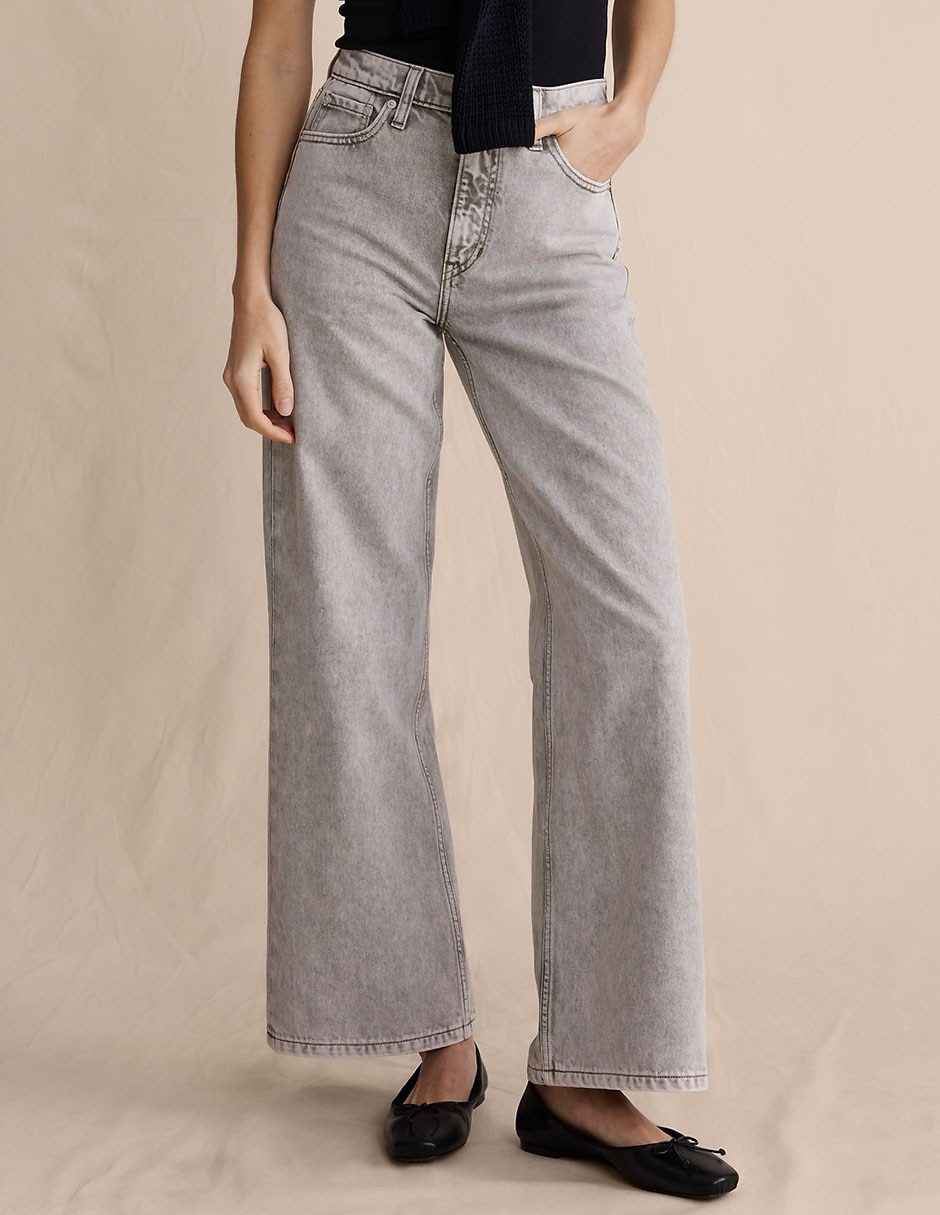 Jeans relaxed wide leg corte cintura para mujer