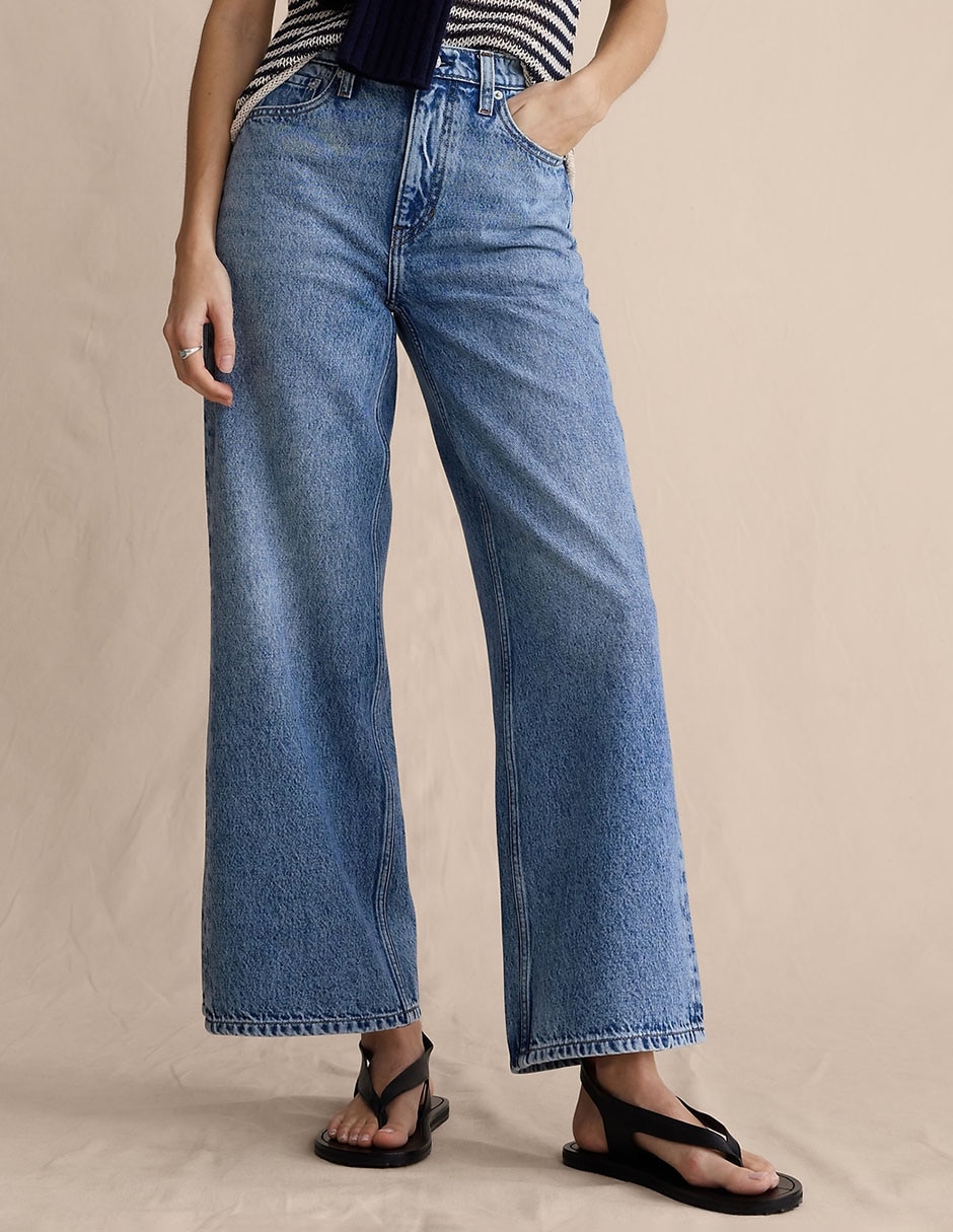Jeans relaxed wide leg corte cintura para mujer