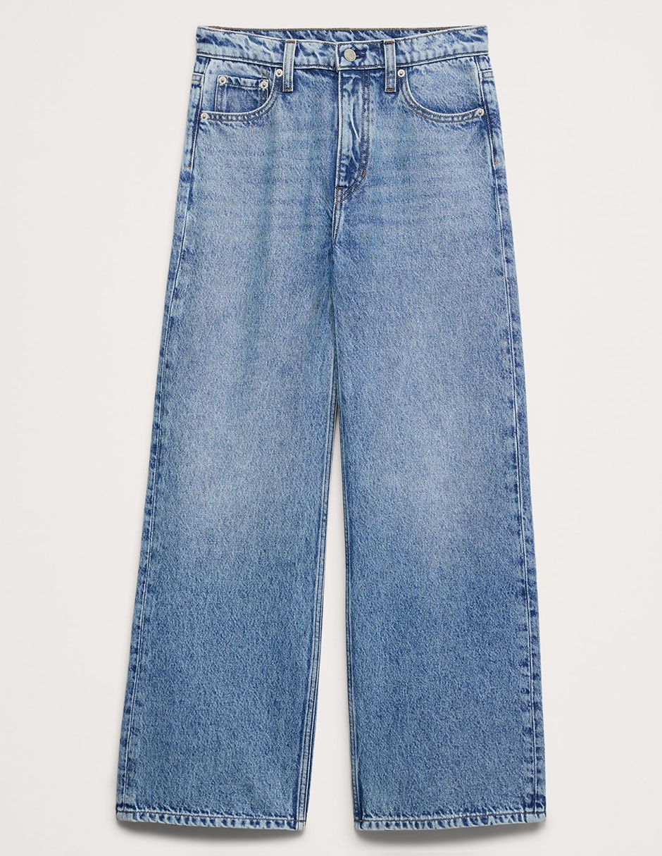 Jeans relaxed wide leg corte cintura para mujer