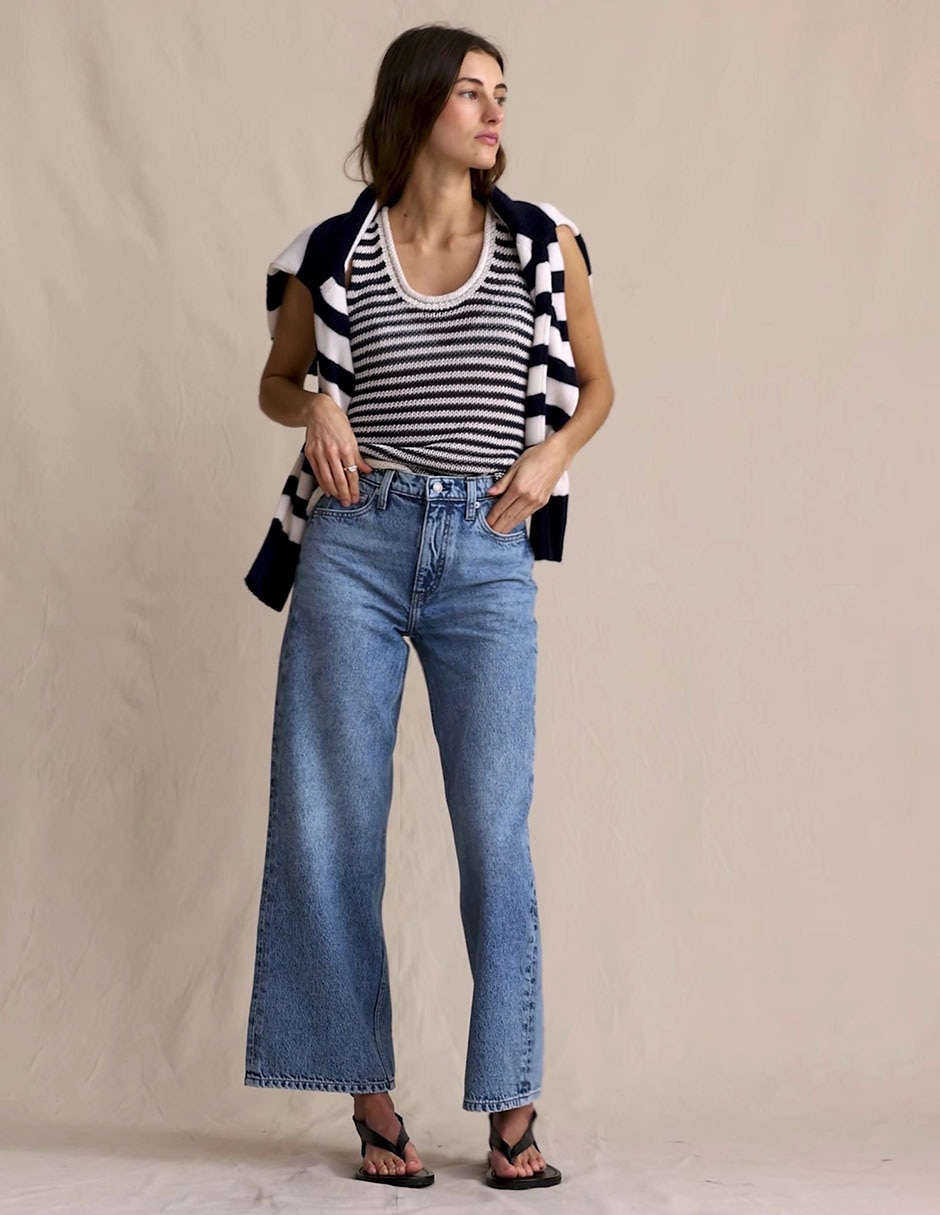 Jeans relaxed wide leg corte cintura para mujer