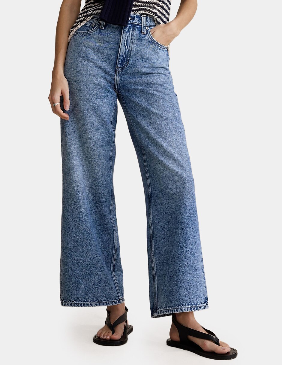 Jeans relaxed wide leg corte cintura para mujer Jeans relaxed wide leg corte cintura para mujer