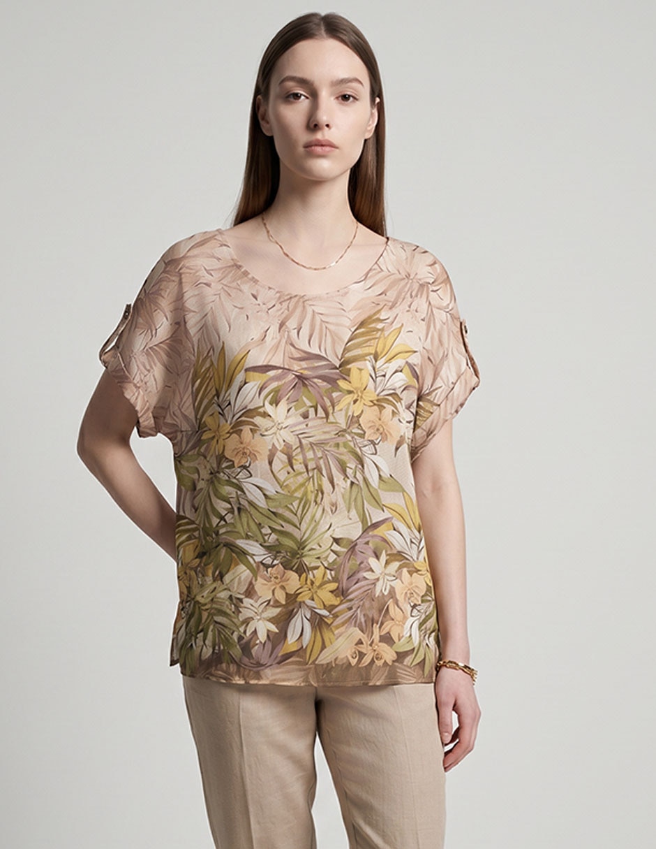 Playera manga corta cuello redondo para mujer