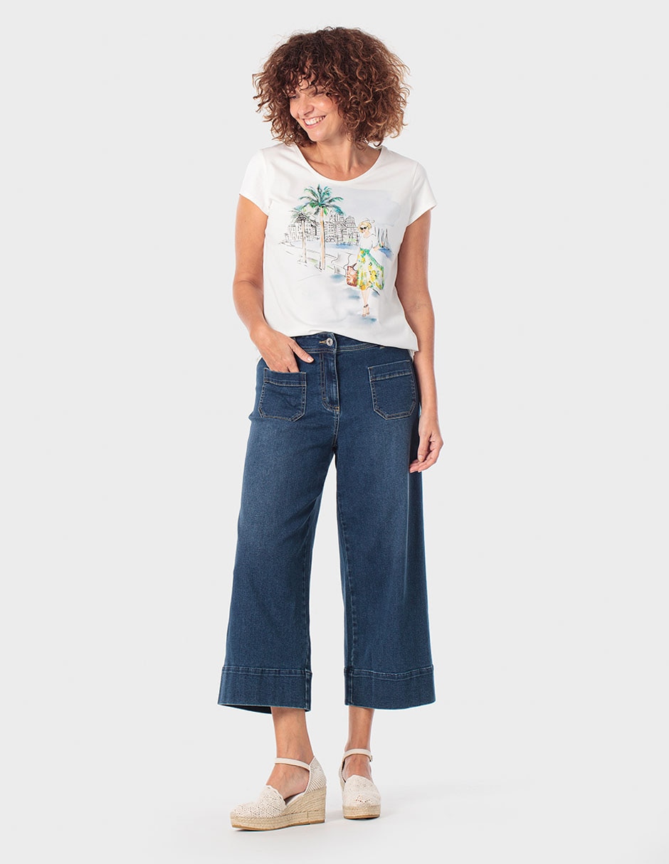 Playera manga corta Punt Roma cuello redondo para mujer