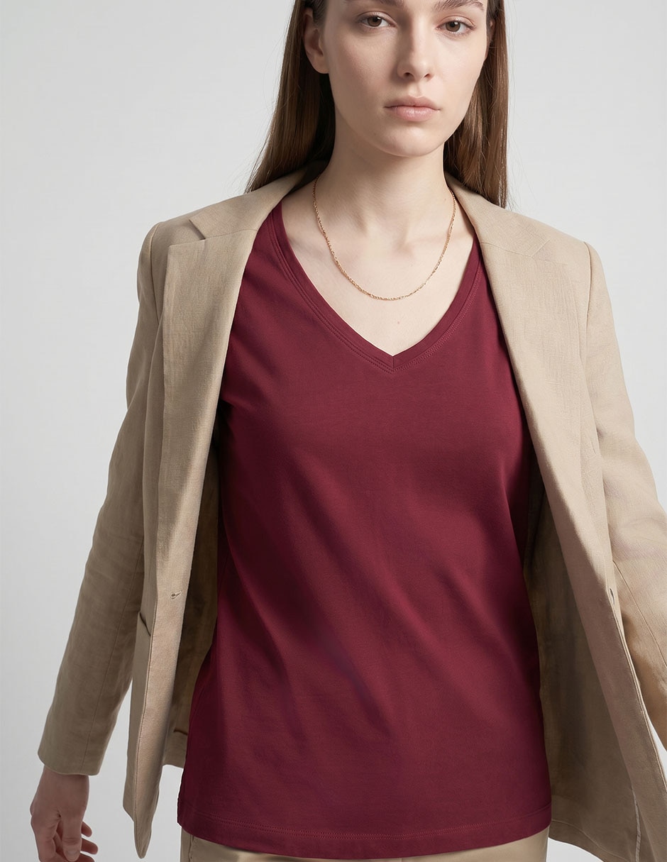 Playera manga corta cuello redondo para mujer