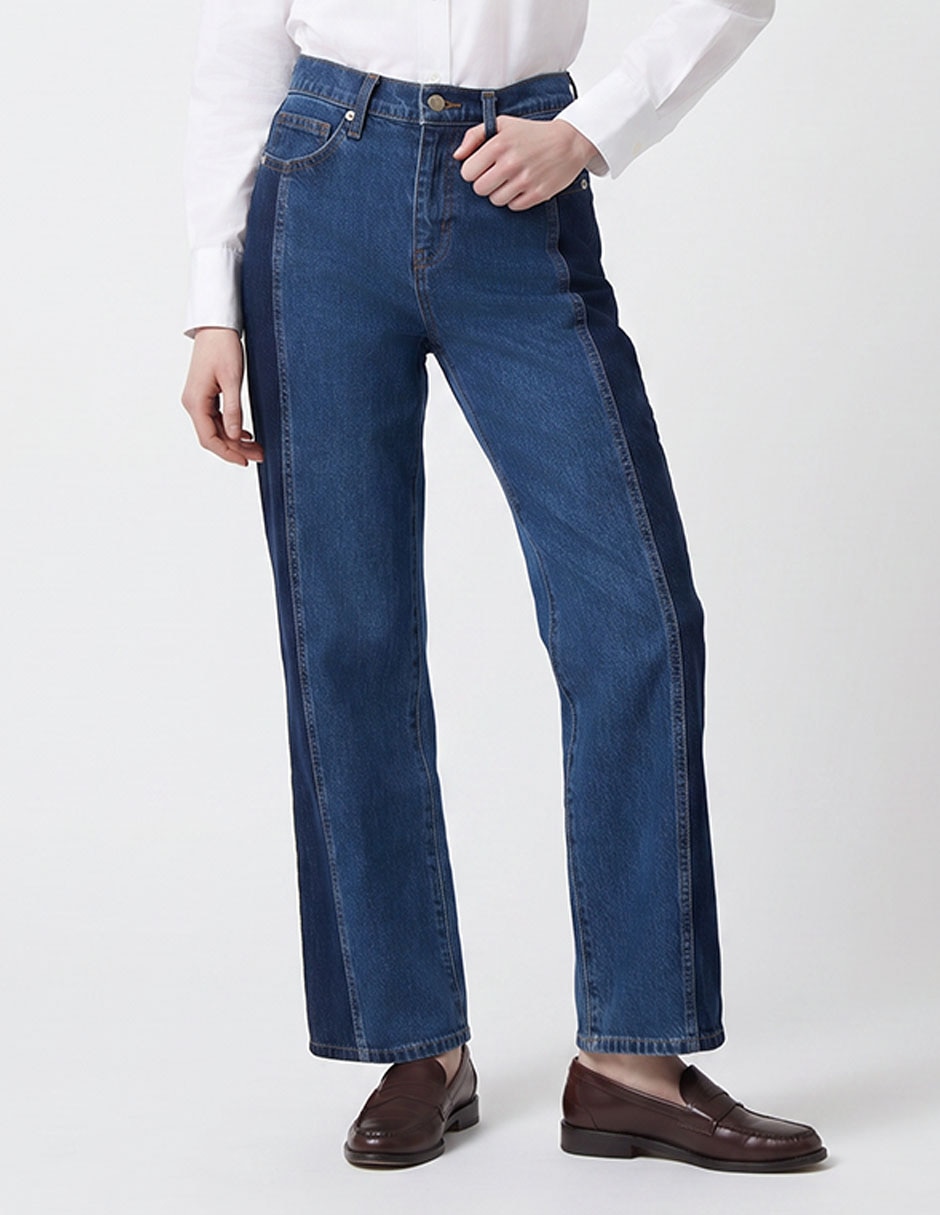 Jeans straight a la cintura para mujer