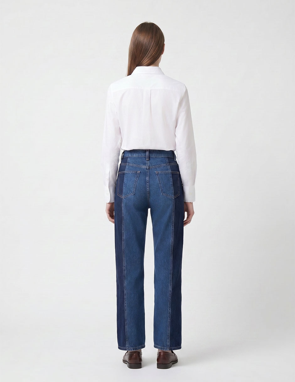 Jeans straight a la cintura para mujer