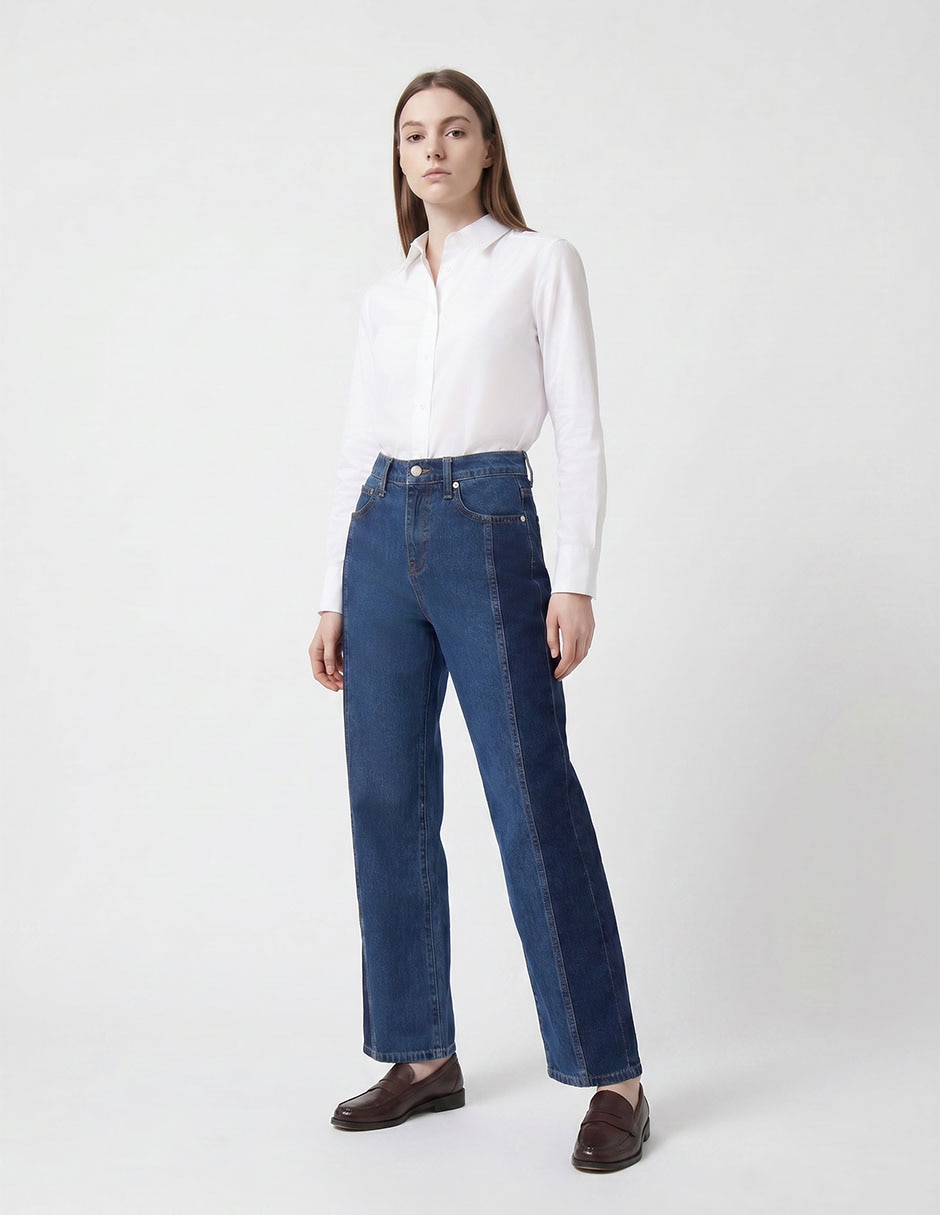 Jeans straight a la cintura para mujer