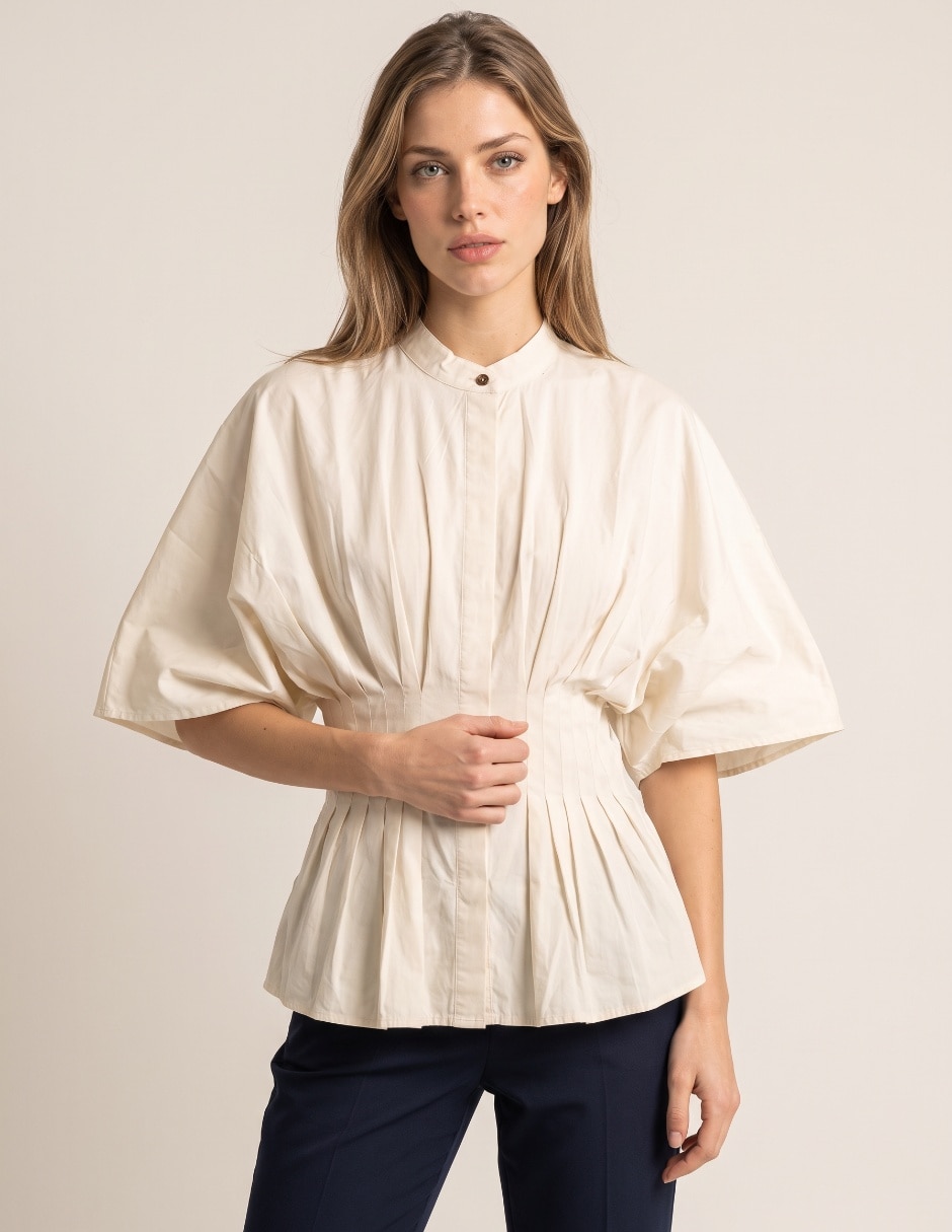 Blusa peplum manga al codo para mujer