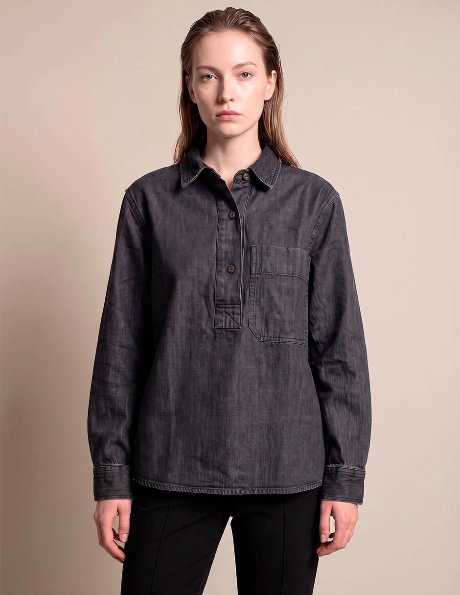 Camisa de algodón manga larga para mujer 4
