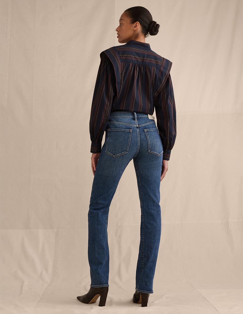 Jeans slim corte cintura para mujer
