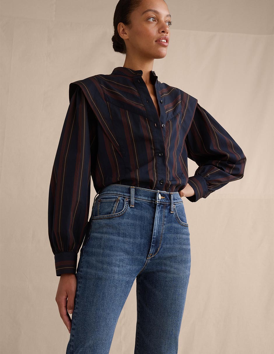 Jeans slim corte cintura para mujer