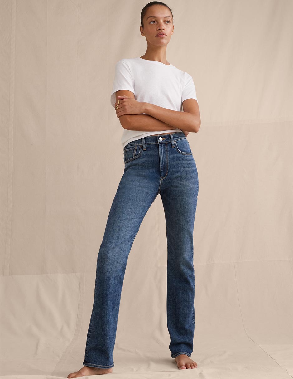 Jeans slim corte cintura para mujer