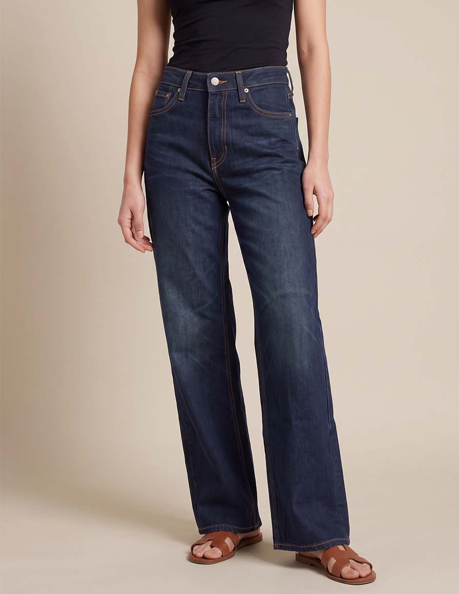 Jeans wide leg corte cintura para mujer