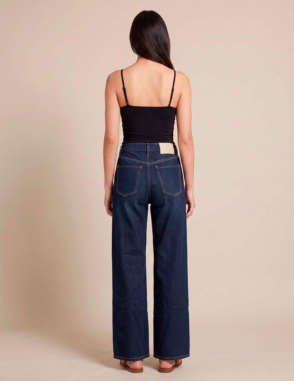 Jeans wide leg corte cintura para mujer 4
