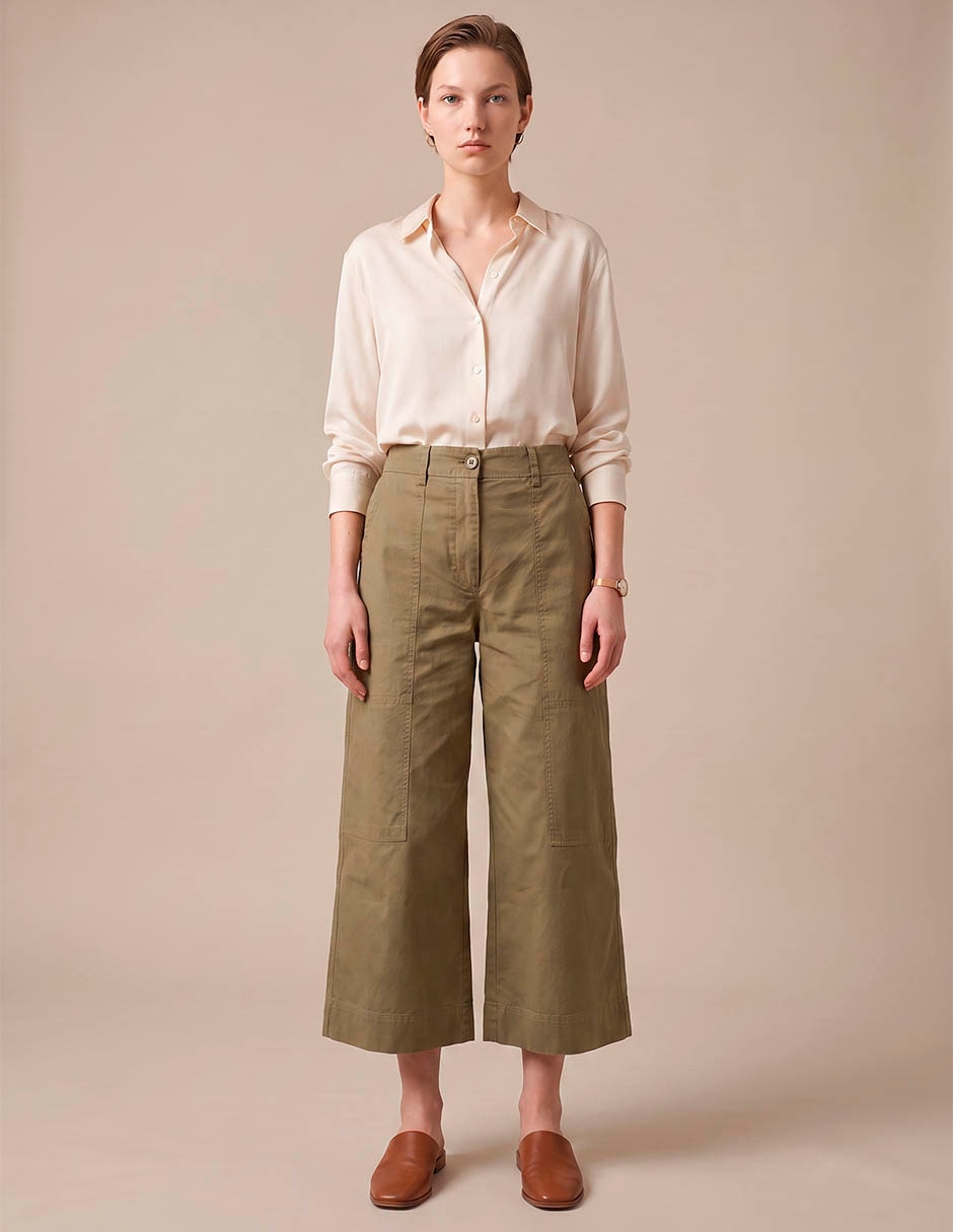 Pantalón coulotte recto mujer 3