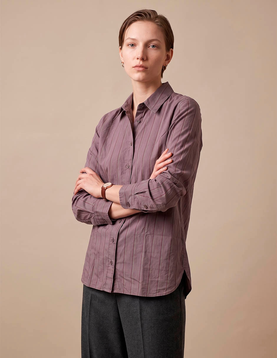 Camisa de algodón manga larga para mujer Camisa de algodón manga larga para mujer