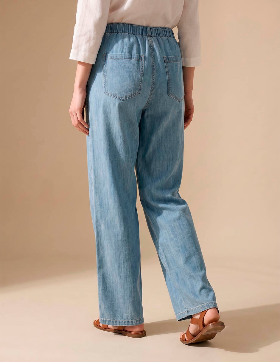 Jeans straight corte cintura para mujer