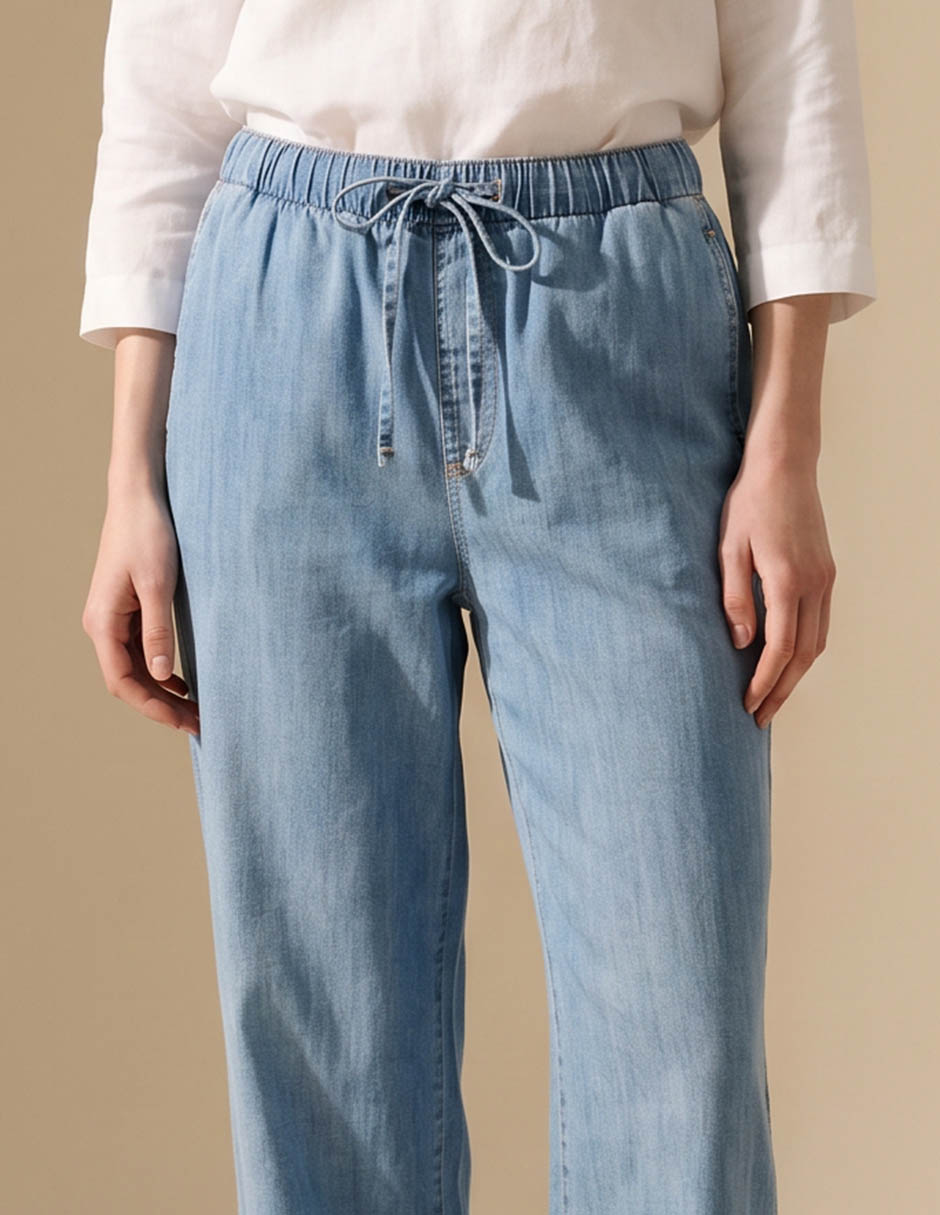 Jeans straight corte cintura para mujer