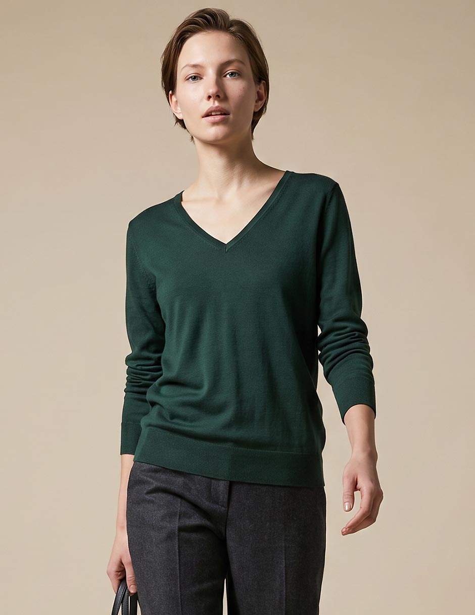 Suéter cuello V para mujer
